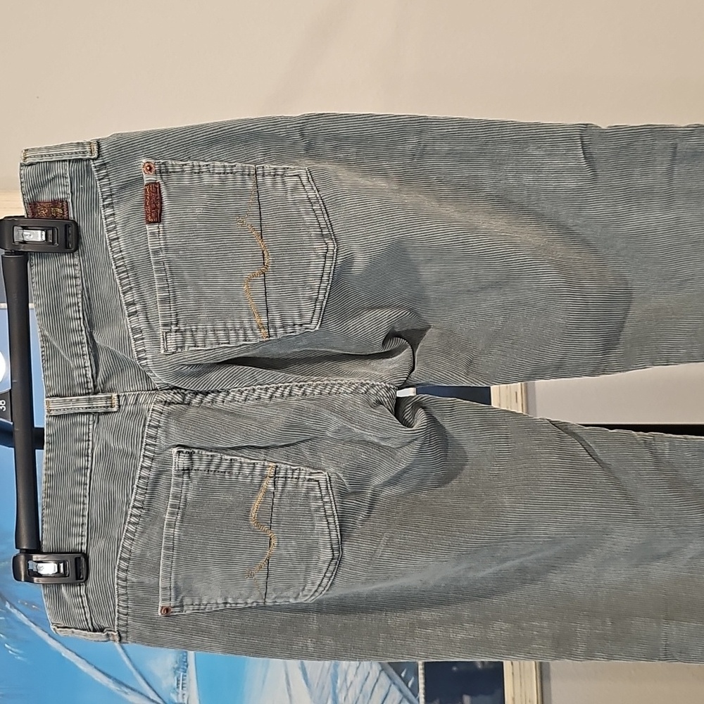 7 For All Mankind Light Gray Straight Leg Jeans - Picture 7 of 9